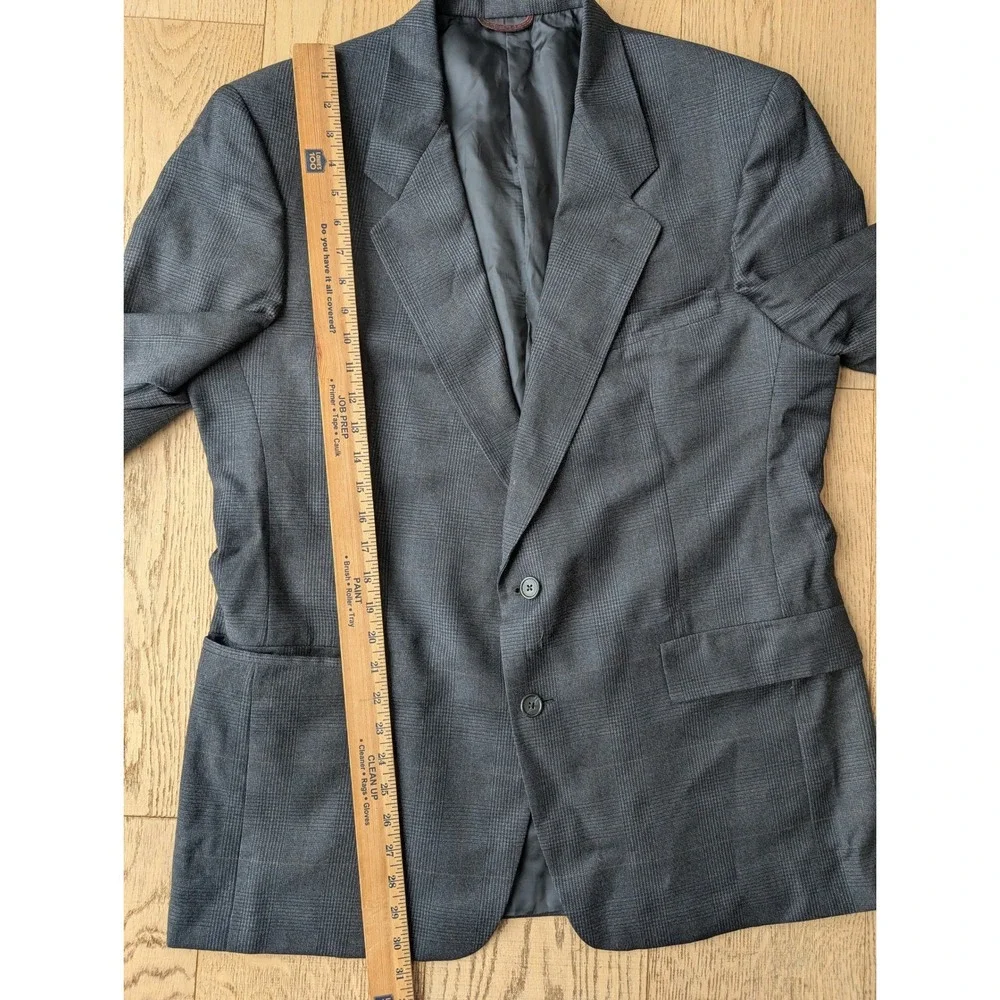 Hart Schaffner Marx Blazer Wool‎ Blend Men's Charcoal Glen Plaid Sport Coat 43R
